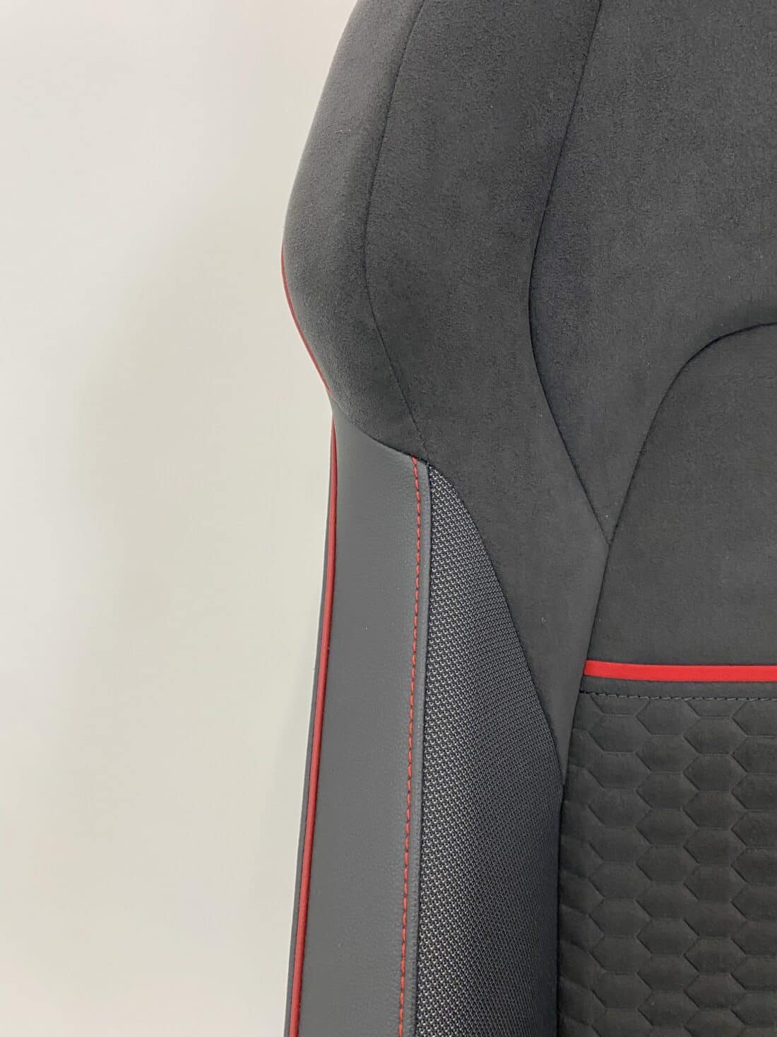Interieur Vw Golf 8 Gti Clubsport Alcantara Grijs Honingraat Rode Strepen